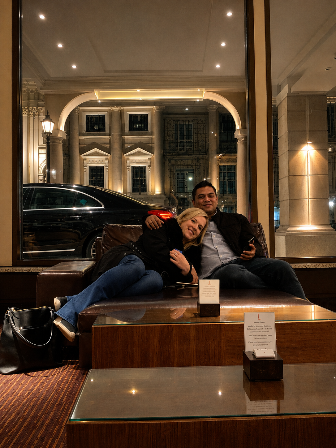 Nadine and Sobah in a Berlin hotel lounge