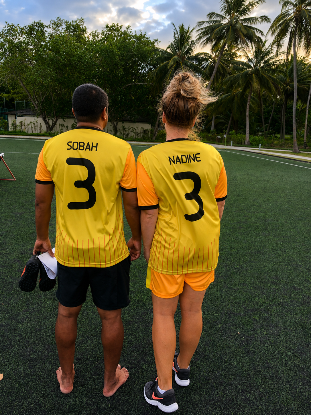 Nadine and Sobah in matching jerseys